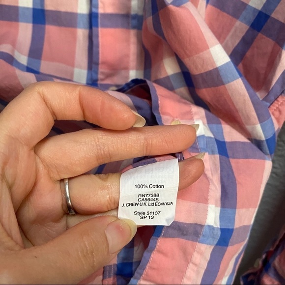 J. Crew Factory Pink Plaid Button Down Shirt Small - Picture 5 of 7